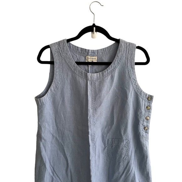 CALI CALI Sleeveless Linen Midi Dress Blue L - Picture 2 of 4